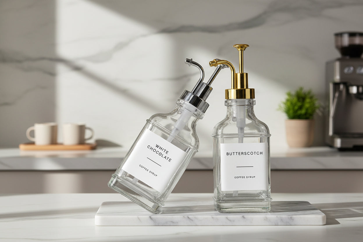 Barista Style Glass Syrup Dispenser – Coffee Syrup Pour Bottle