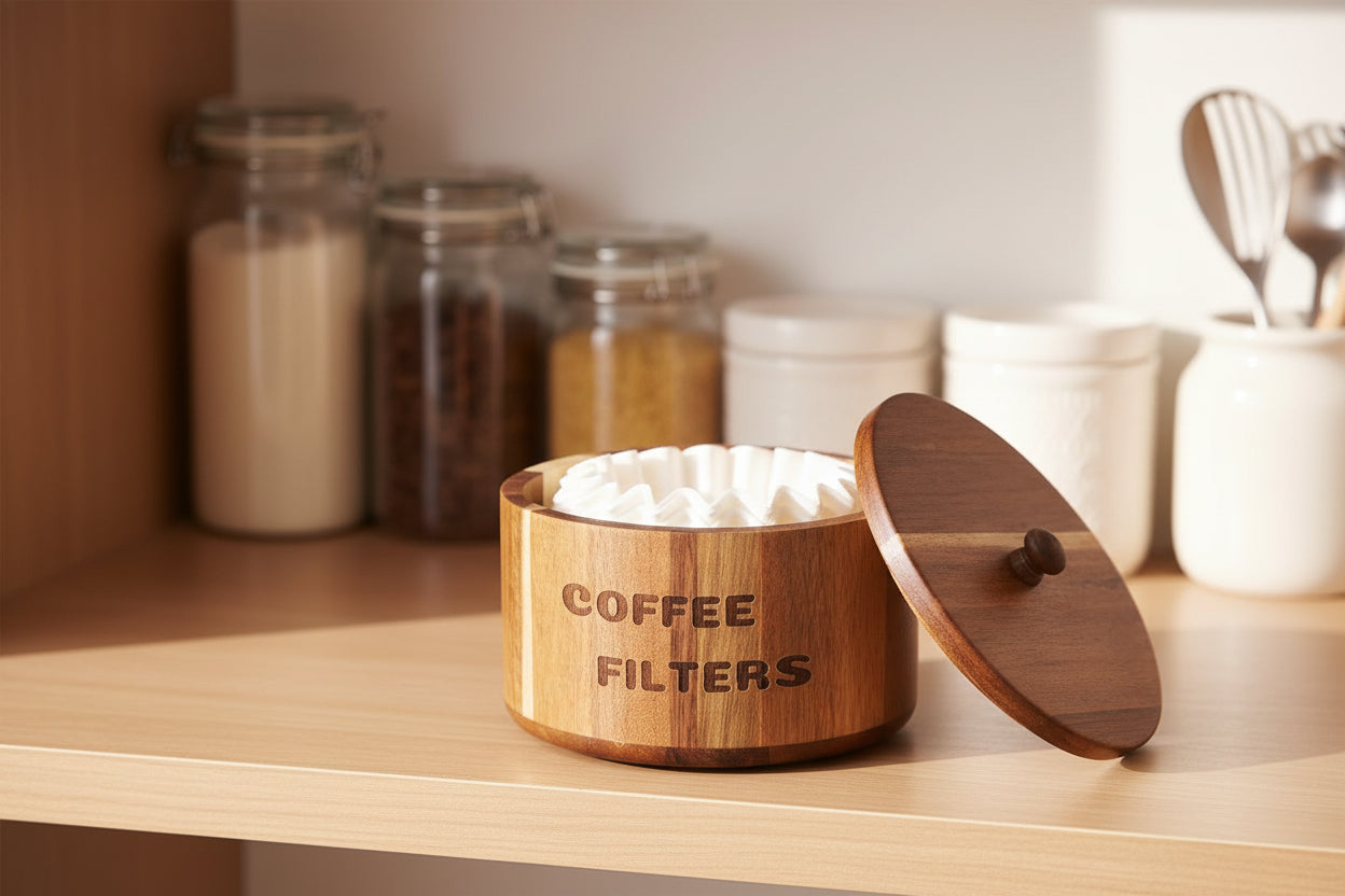 Premium Acacia Wood Coffee Filter Holde